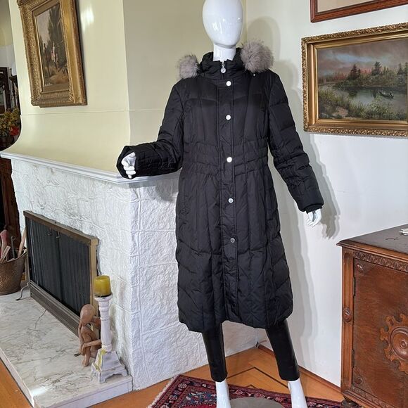 Anne Klein Down Filled Puffer Removable Hood Zippered Coat - Picture 4 of 17